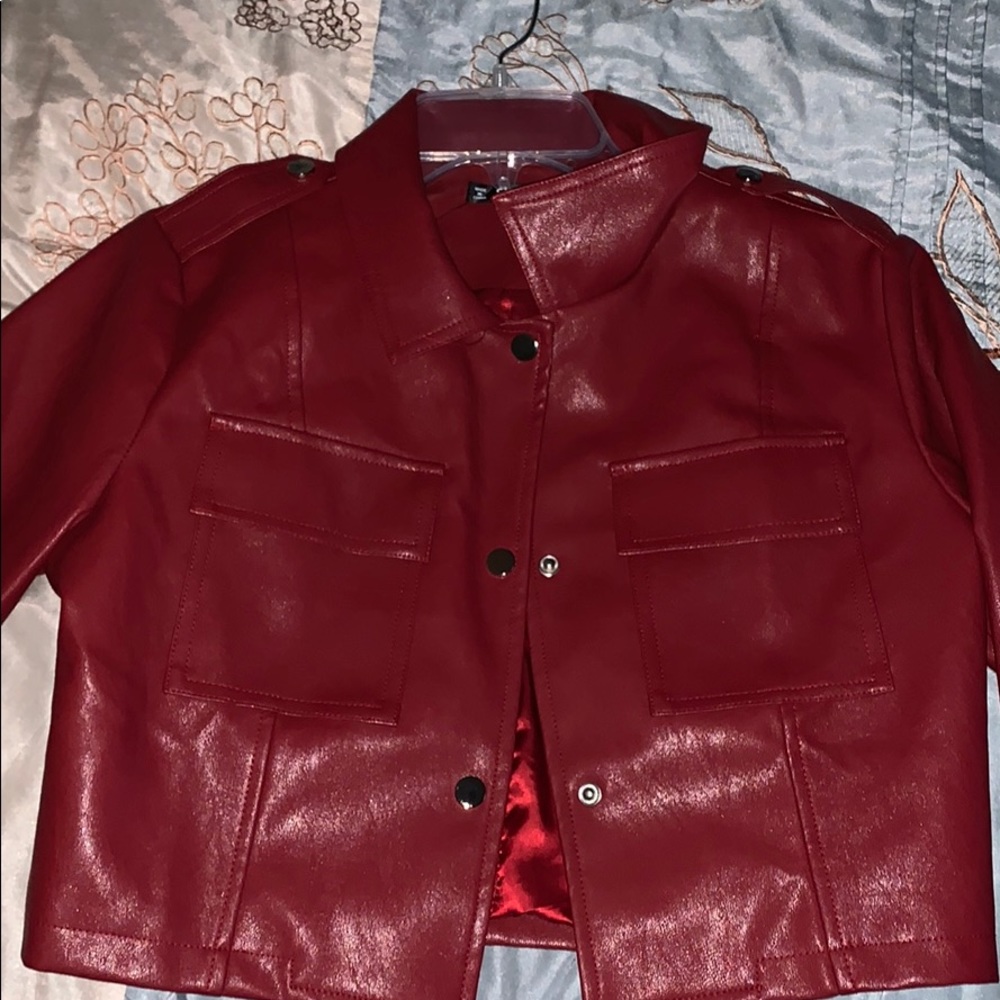 red leather jacket.